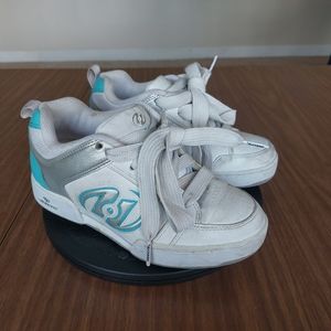 Youth Heelys Shoes  With Skate Youth Size 4 Light Blue Gray Fat Lace Style 7395